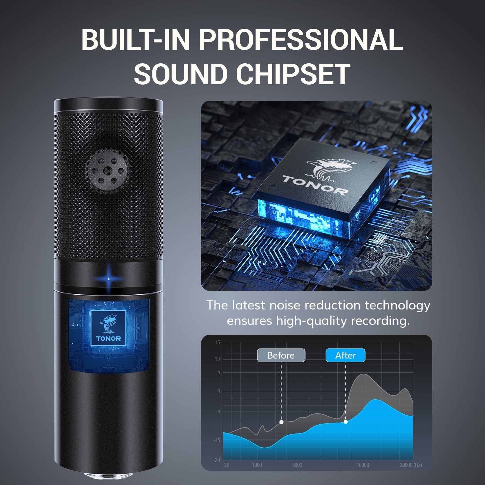 TONOR Q9 USB Condenser Microphone Kit with Boom Arm