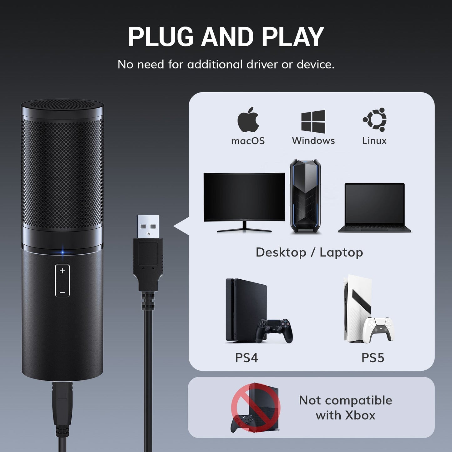 TONOR Q9 USB Condenser Microphone Kit with Boom Arm