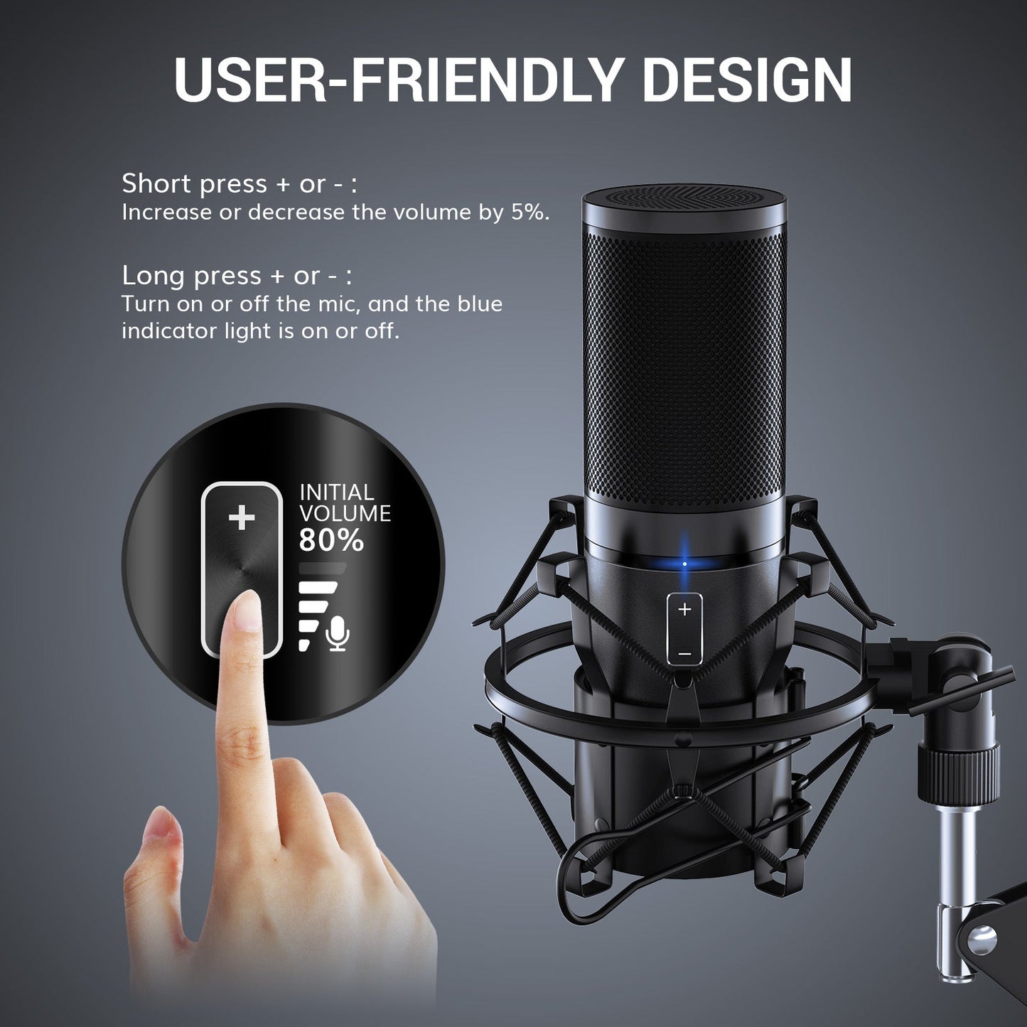 TONOR Q9 USB Condenser Microphone Kit with Boom Arm