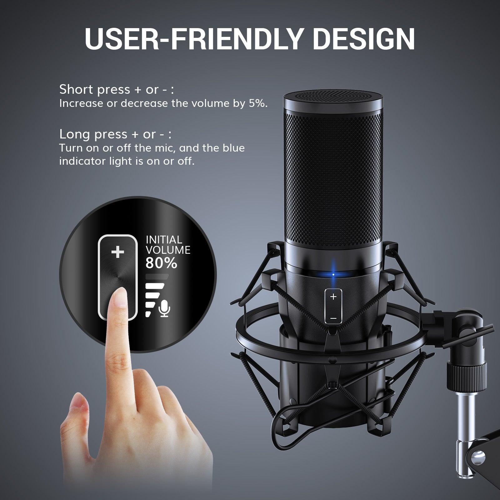 TONOR Q9 USB Condenser Microphone Kit with Boom Arm