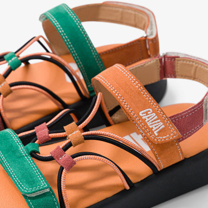 CAVAL Tropical Flamingo Adjustable Velcro Elastic Sandals for Summer