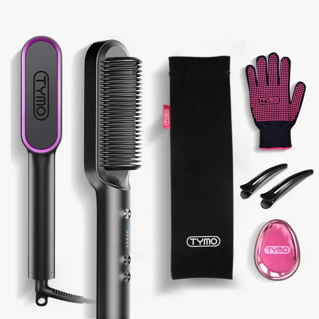 TYMO Ring Black Hair Straightening Brush with Comb