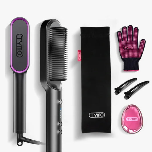 TYMO Ring Black Hair Straightening Brush with Comb