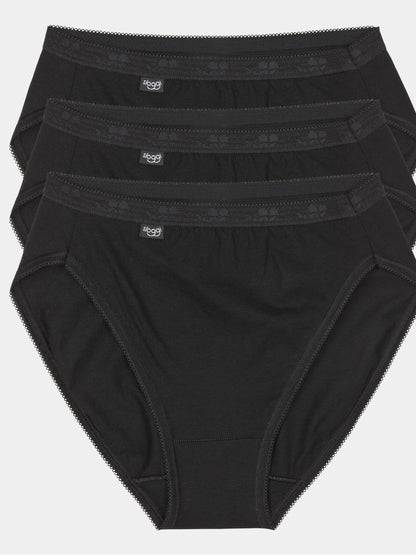 Sloggi Basic+ Maxi Knickers 3 Pack - Soft Cotton Comfort Underwear with Improved Seams