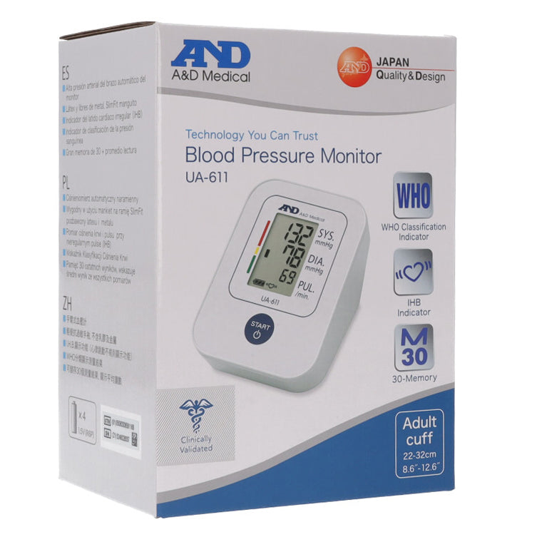 A&D UA-611 Upper Arm Blood Pressure Monitor with SlimFit Cuff