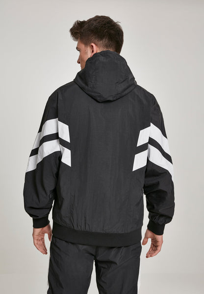 Men's Crinkle Panel Track Jacket: Stylish, Functional, Sporty Design with Hood
