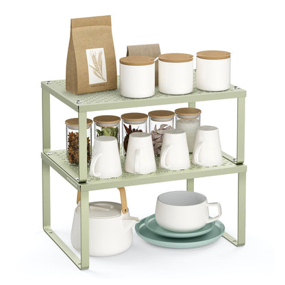SONGMICS Cabinet ShelfOrganizer Set, Metal Counter Shelf
