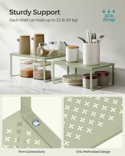 SONGMICS Cabinet ShelfOrganizer Set, Metal Counter Shelf