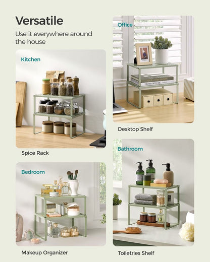 SONGMICS Cabinet ShelfOrganizer Set, Metal Counter Shelf