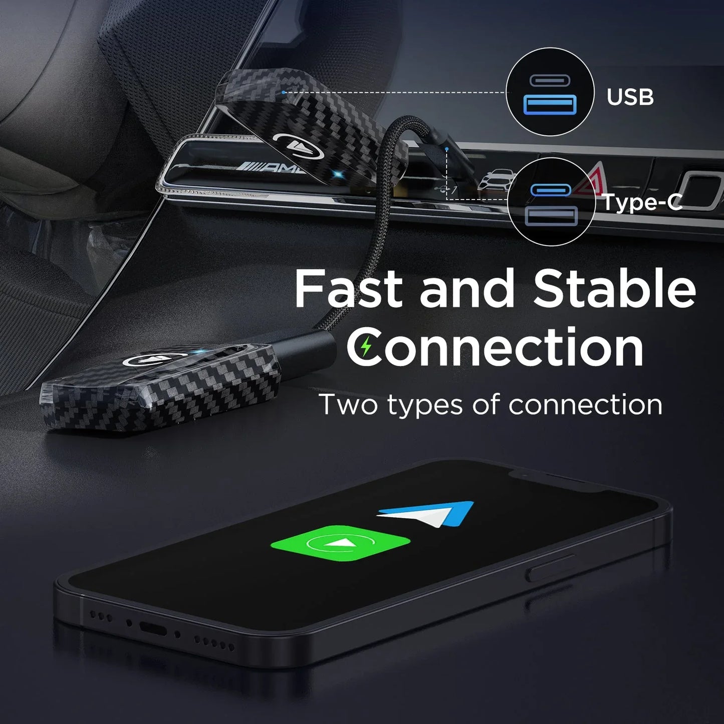 MSXTTLY AC01 2-in-1 Wireless CarPlay & Android Auto Adapter - Gomix Brands Outlet