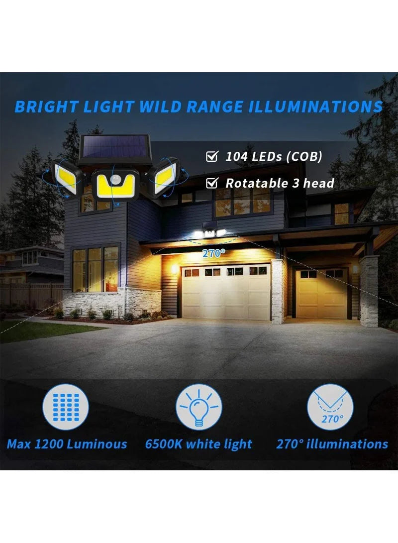 Triple-Head Solar Motion Sensor Light 1752B 103 COB LED 2400 mAh
