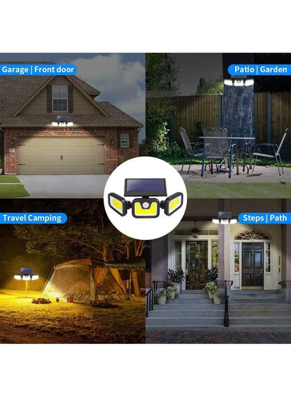 Triple-Head Solar Motion Sensor Light 1752B 103 COB LED 2400 mAh