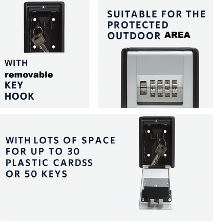 Key holder with removable key hook and space for keys or cards on a white background