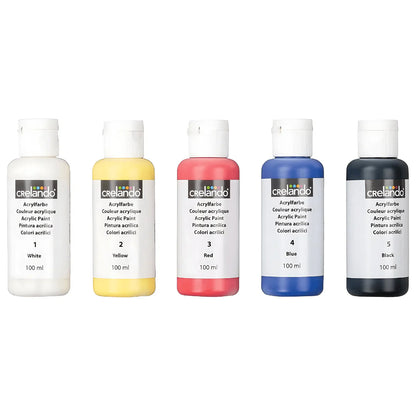 CRelando Acrylic Paint Set Intense Coverage 5 × 100 ml