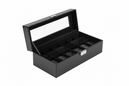 Auriol Suede Finish Lockable Watch Case with Six Compartments
