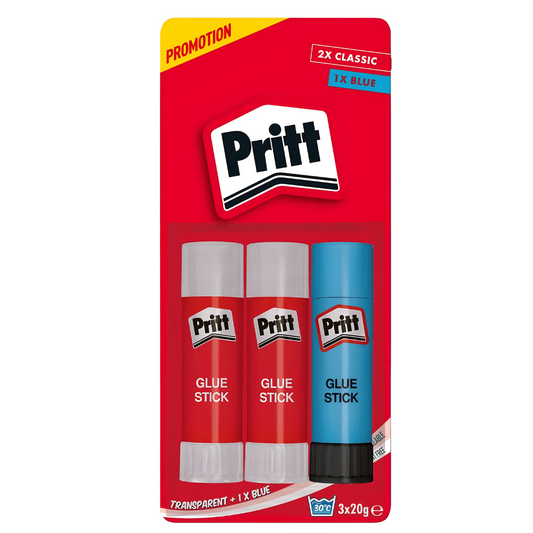 Pritt Glue Stick 3 x 20 g for Paper Cardboard and Photos