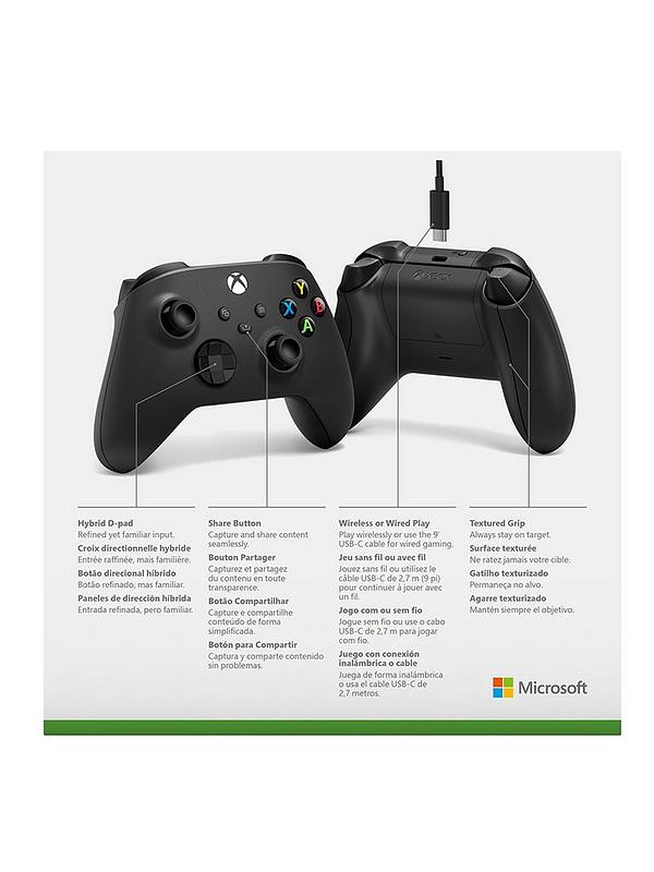 Xbox Wireless Controller Carbon Black for Series X|S, Xbox One, PC with USB-C Cable