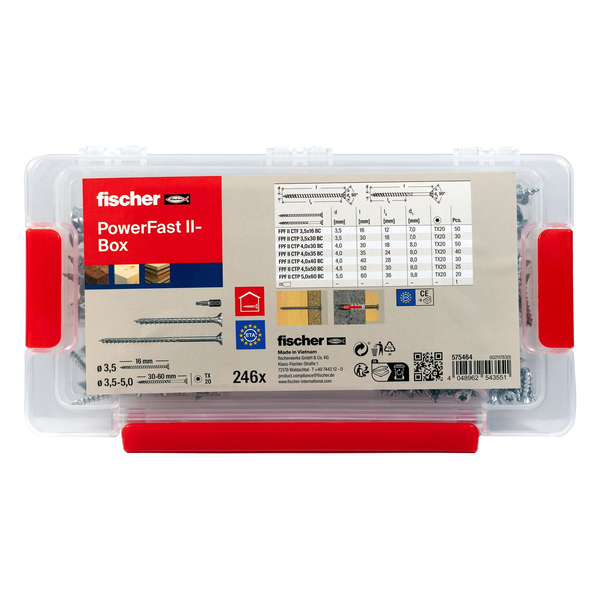 fischer PowerFast II Screw Assortment Box 245 Pieces