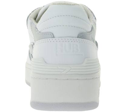 HUB Smash L31 Women's White/Silver Genuine Leather Terry-Lined Sneakers Comfortable Shoes