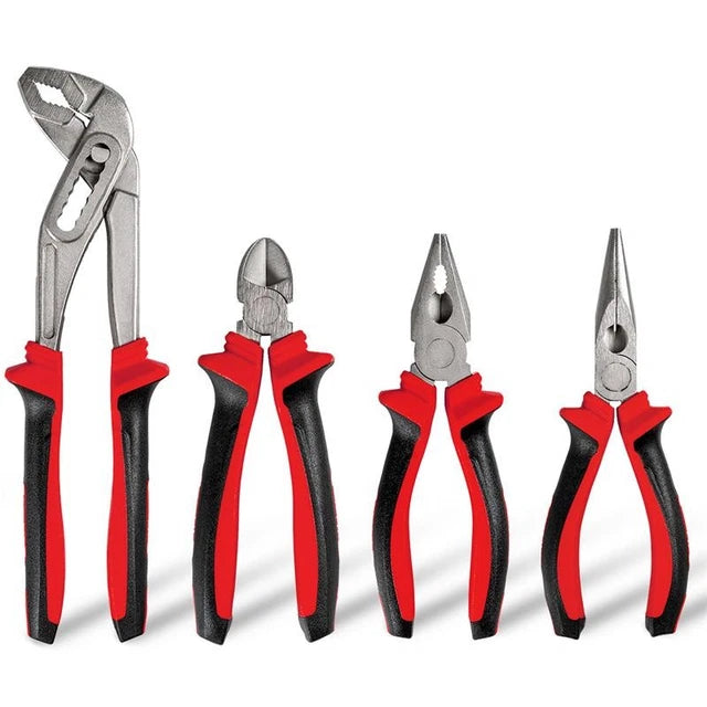 WALTER 4-Piece Professional Pliers Set: Water Pump, Diagonal, Combination, Long Nose