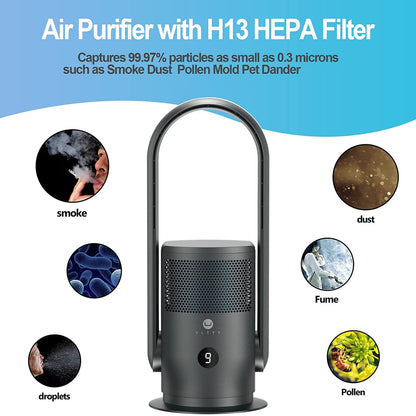 ULTTY Bladeless Tower Fan with HEPA Air Purifier