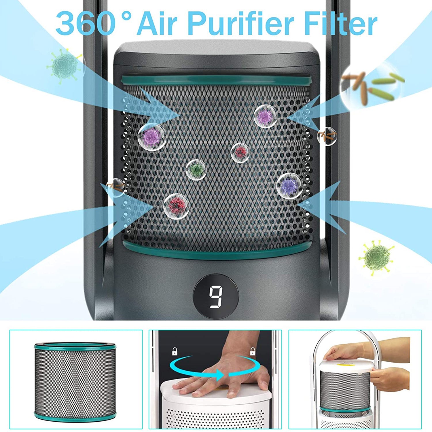 ULTTY Bladeless Tower Fan with HEPA Air Purifier