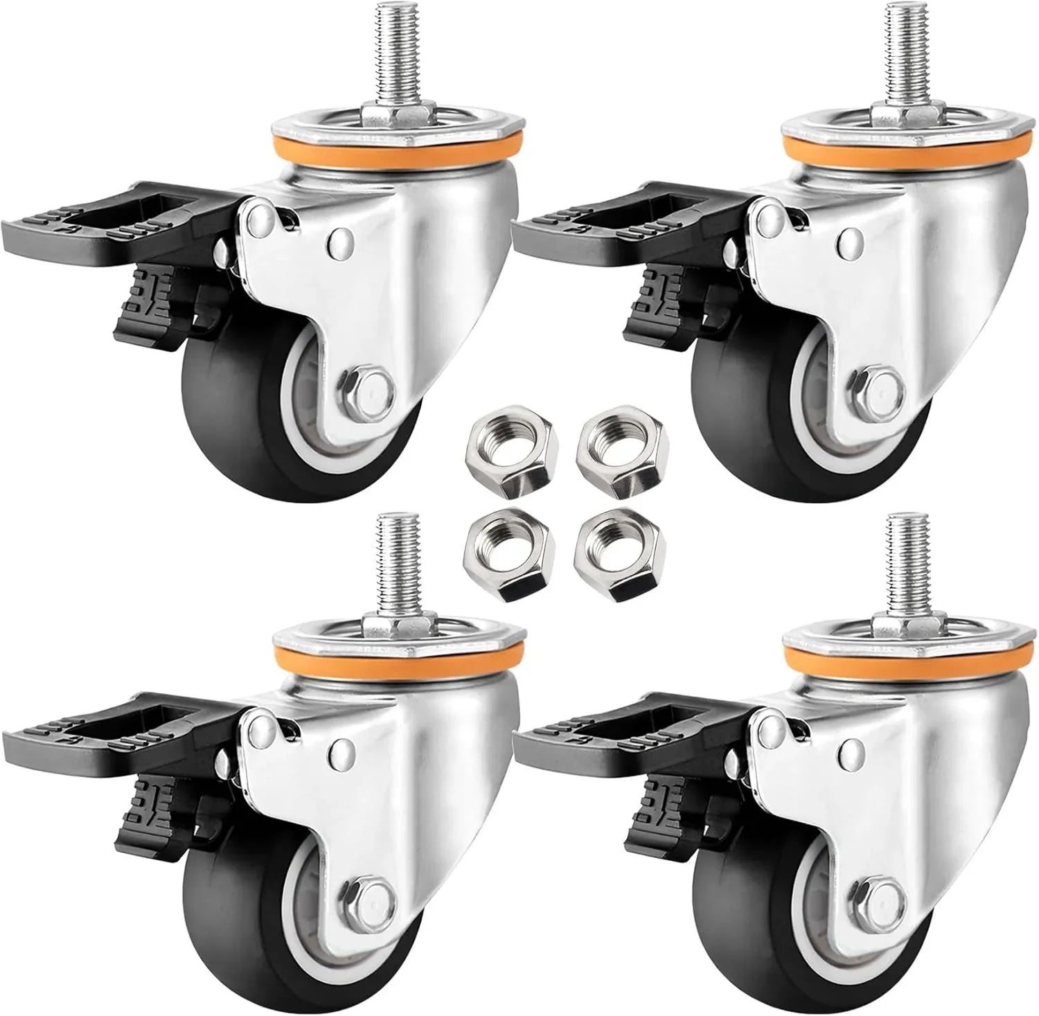 MFK-TORG Black Rubber Wheel with M10 Bolt and 63mm Brake-4PCS - Gomix Brands Outlet