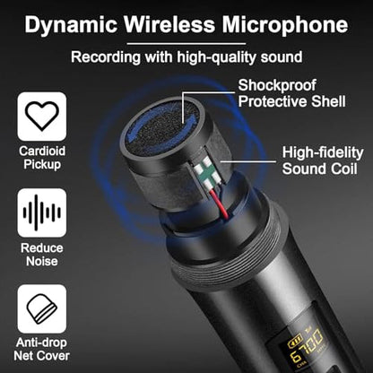 ALPOWL WXM-001 Professional Dual Wireless Microphone with Receiver