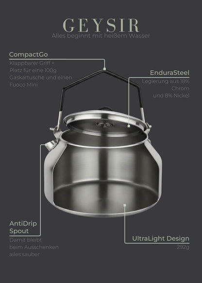 Geysir Stainless Steel Whistling Kettle 1L