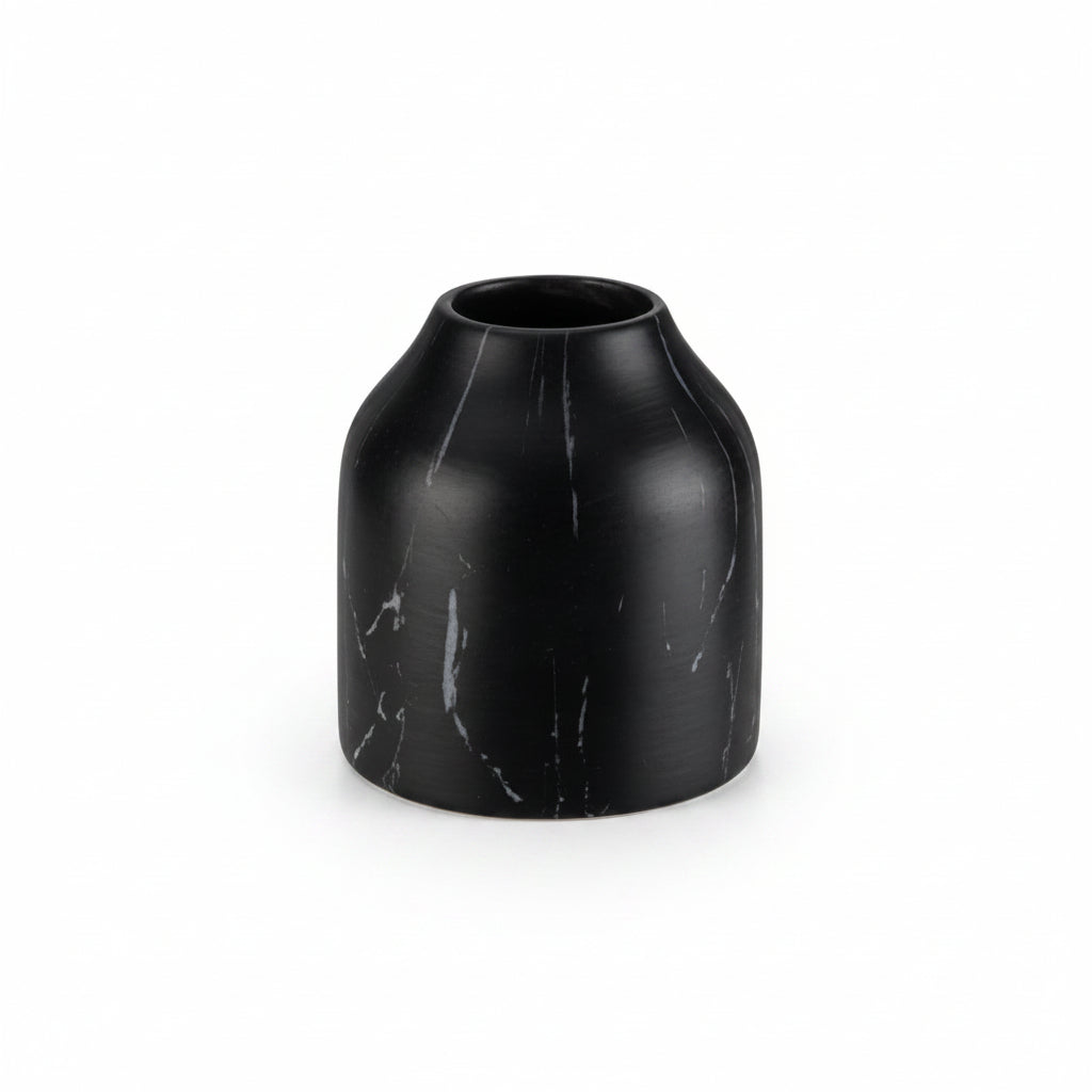 Livarno Home Black Marble Effect Decorative Vase 11 x 12 cm