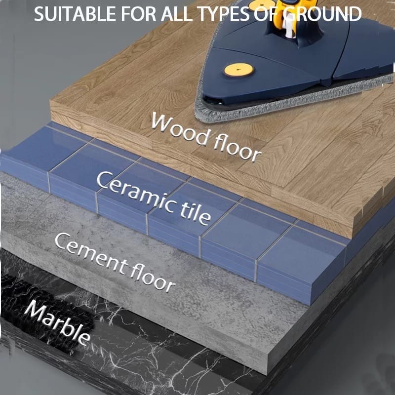 CraftinAround Triangle 360 Telescopic Self-Draining Multi-Surface Cleaning Mop