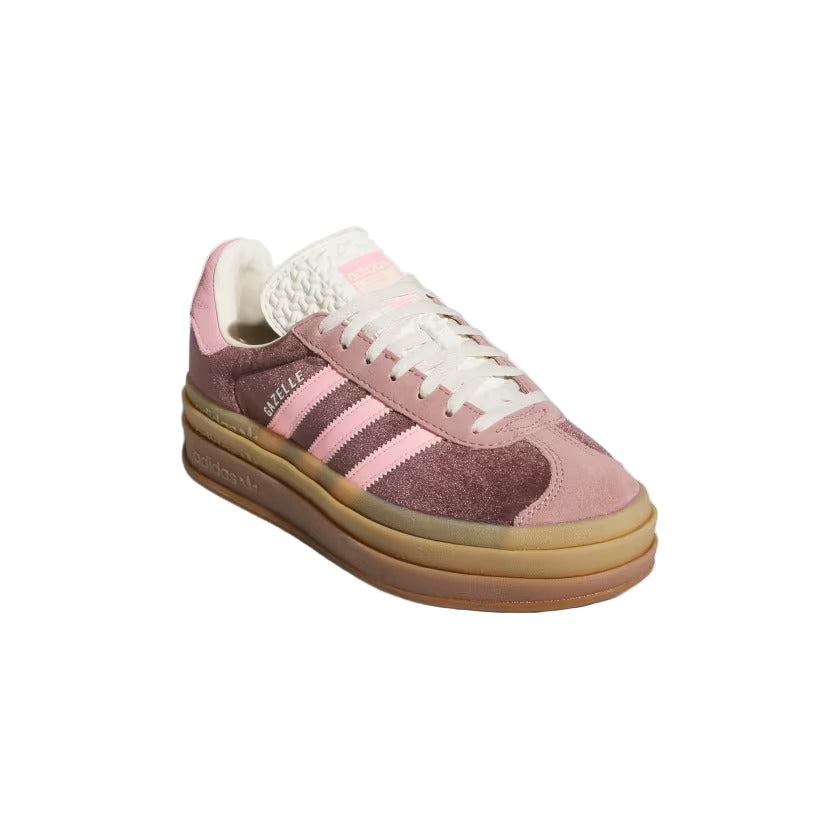 Pink and brown Adidas sneaker on a white background