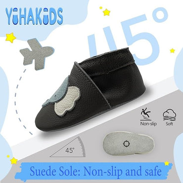 BARSA KIDS Soft Genuine Leather Baby Moccasins - Flexible First Walker Crib Shoes