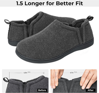 Snug Leaves Men's Faux Wool Felt Slippers: Warm, Comfy Winter House Shoes.