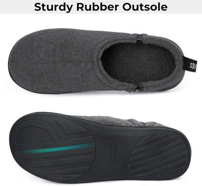 Snug Leaves Men's Faux Wool Felt Slippers: Warm, Comfy Winter House Shoes.