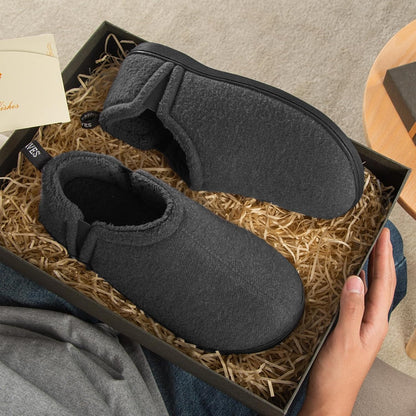 Snug Leaves Men's Faux Wool Felt Slippers: Warm, Comfy Winter House Shoes.