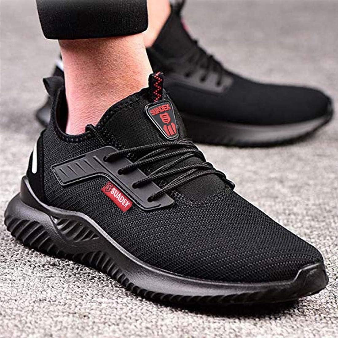 SUADEX Indestructible Steel Toe Safety Sneakers for Men, Lightweight Work Footwear