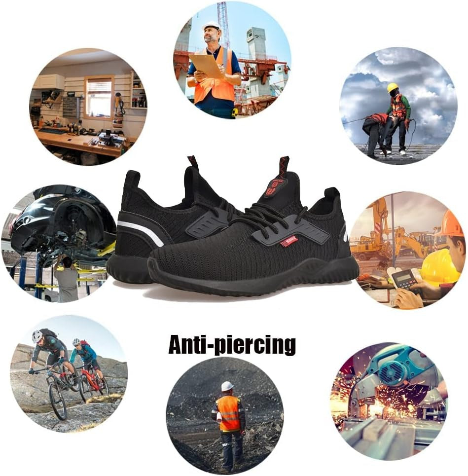 SUADEX Indestructible Steel Toe Safety Sneakers for Men, Lightweight Work Footwear