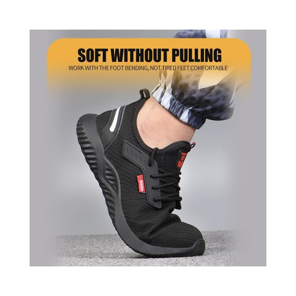 SUADEX Indestructible Steel Toe Safety Sneakers for Men, Lightweight Work Footwear