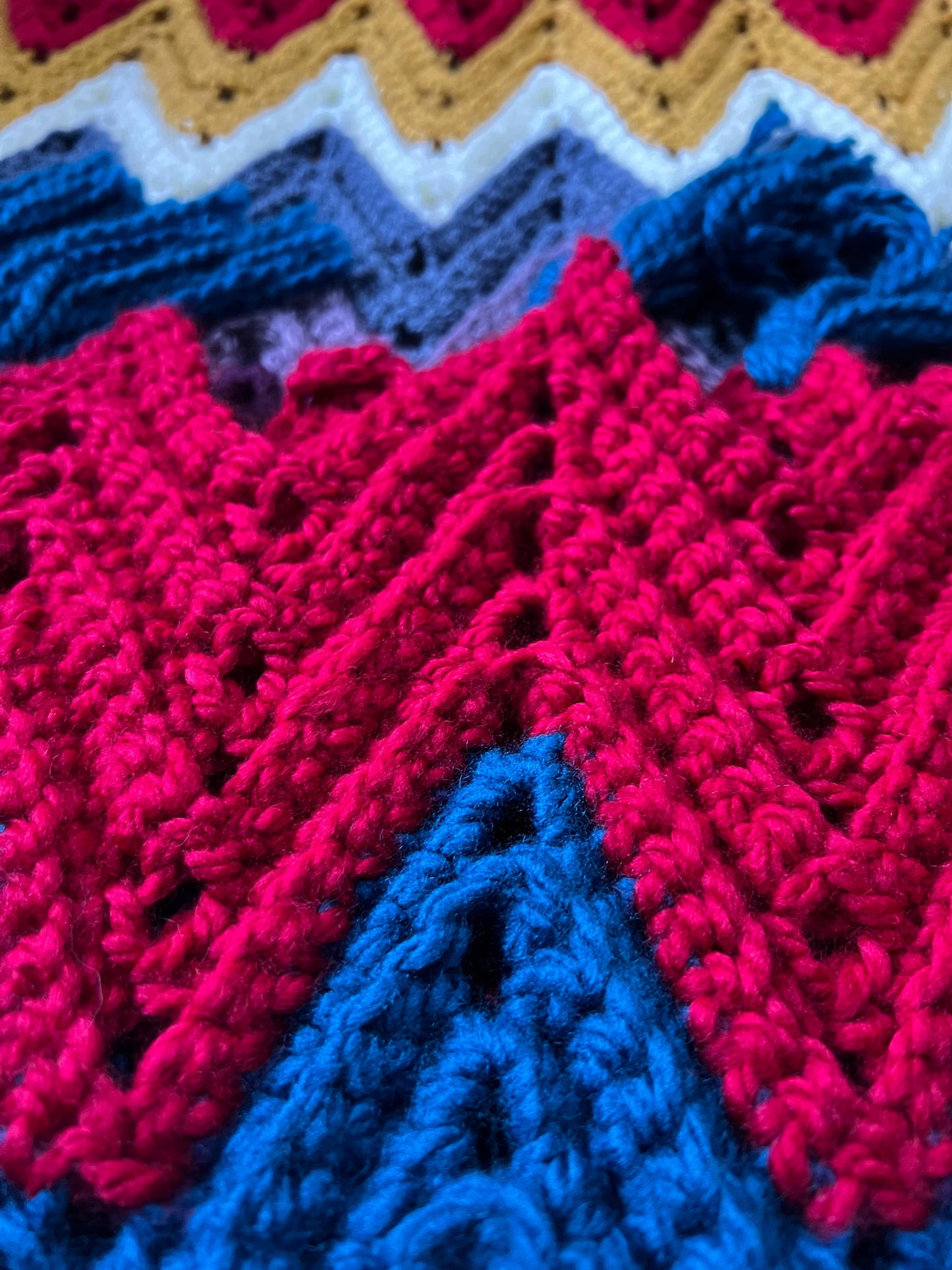 Handmade Zigzag Crochet Scarf with Tassels