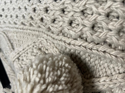 Handmade Crochet Bag with Pom-Poms – Natural Beige