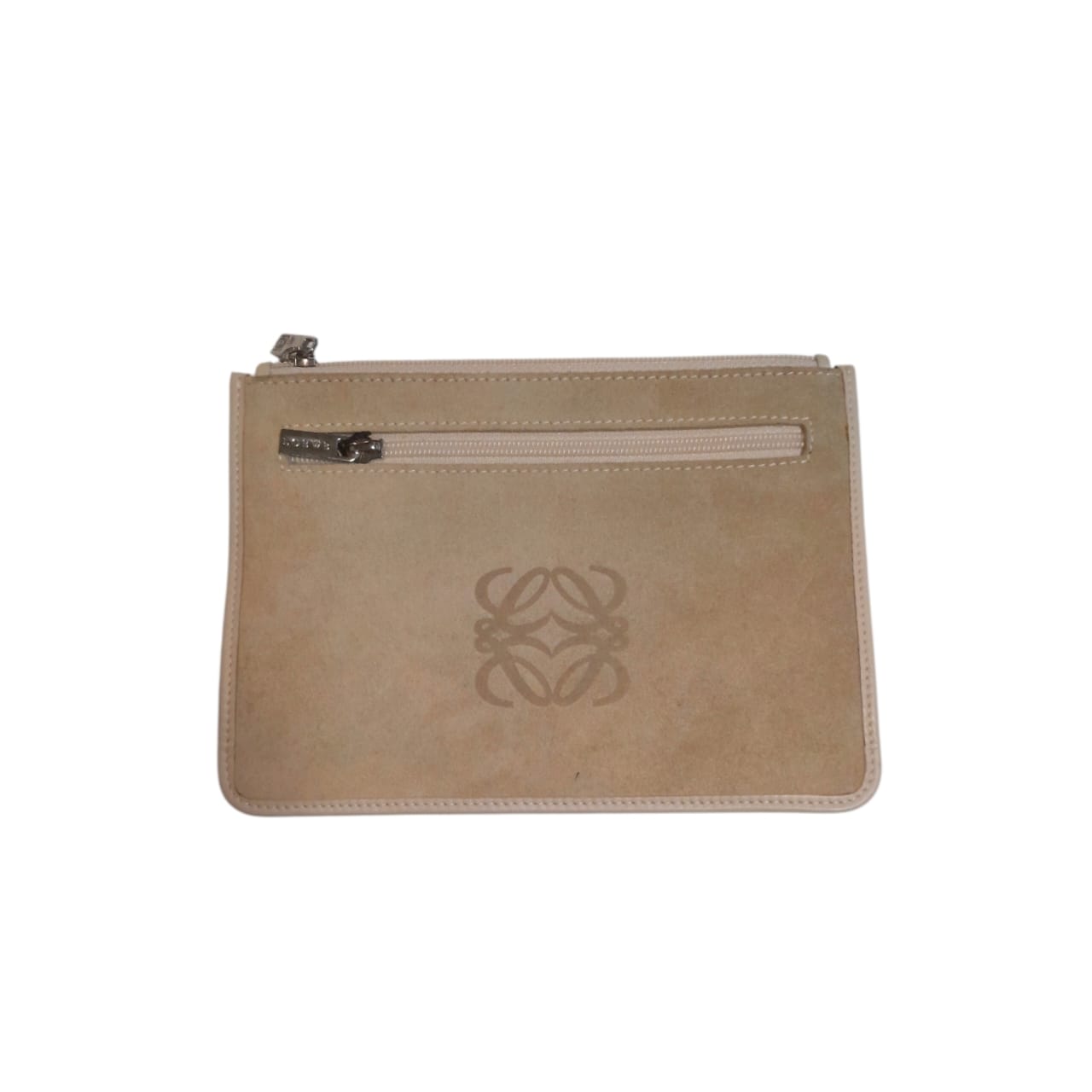 Loewevintage Anagram Suede Mini Zippy Travel Pouch Bag