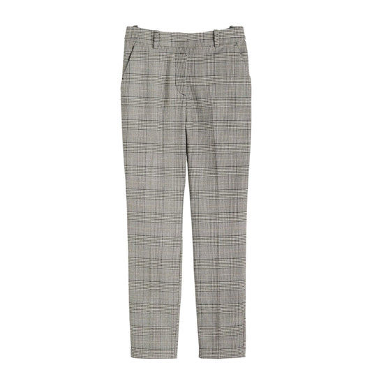 H&M Women's Beige Plaid Ankle-Length Stretch Slacks with Regular Waist