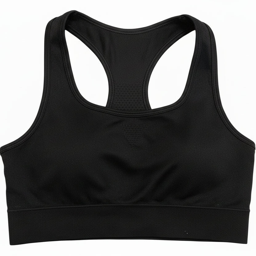 Sporty Black Sports Bra with Racerback - Comfortable & Stylish