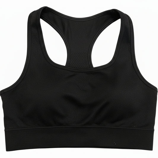 Sporty Black Sports Bra with Racerback - Comfortable & Stylish