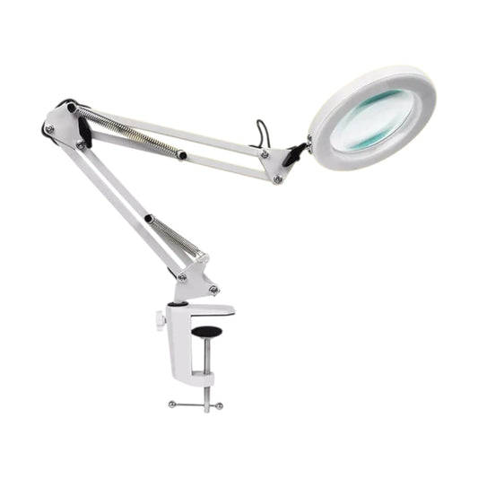 IVMAIE 10XMagnifying Glass with Light and Stand, 5 Color Modes LED Dimmable Desk Lamp