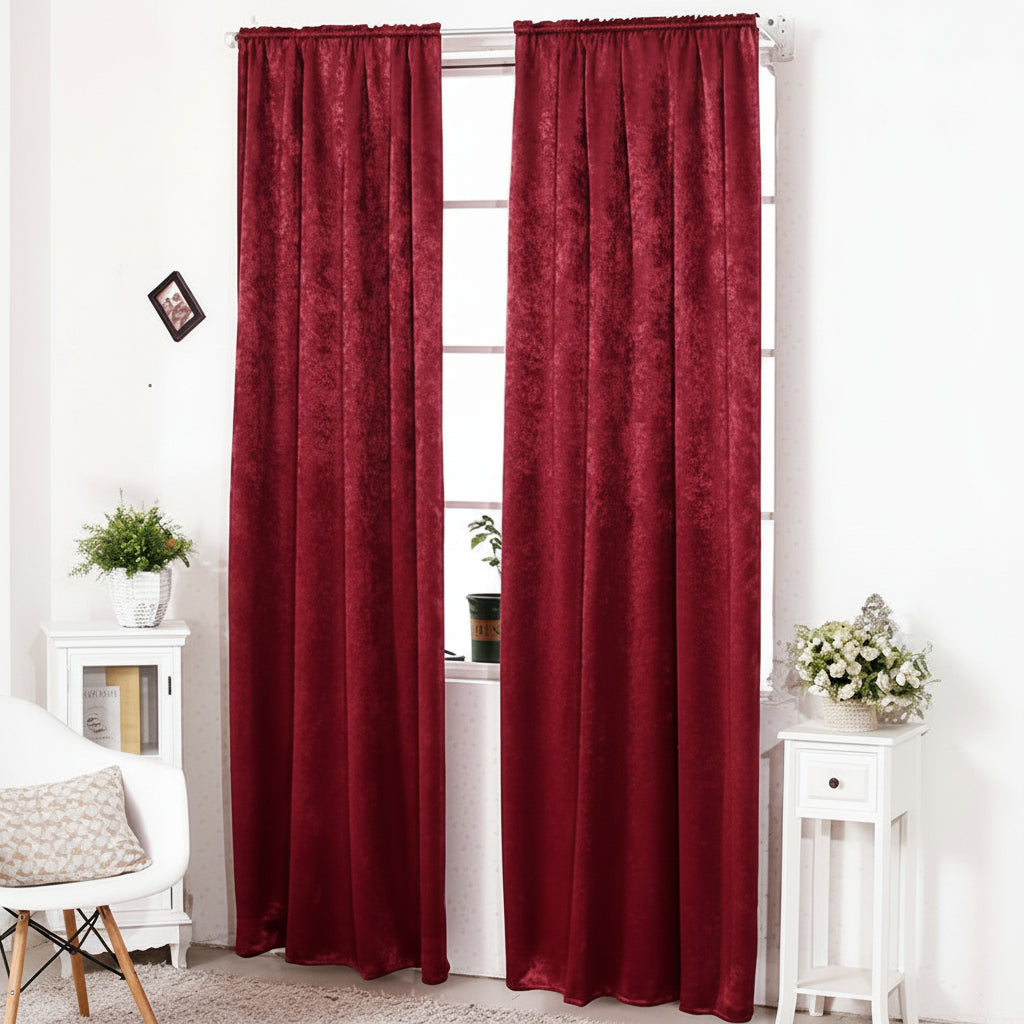 Woltu Velvet Curtain - Elegant Burgundy