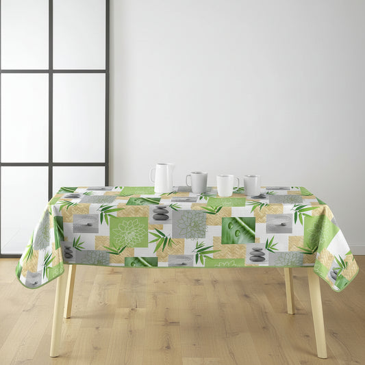 DOUCEUR D'INTÉRIEUR Rectangular PVC tablecloth with bamboo print ‘Almeria’ – Green.”