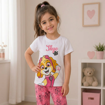 Paw petrol Girls' Cotton T-Shirt and Trousers Set