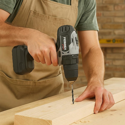 Ferrex Pro 20V Cordless Brushless Drill: Powerful 65 Nm, 2-Speed Gearbox, LED